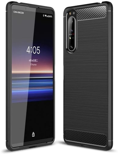 CoolGadget Carbon Hülle für Sony Xperia 5 III Stoßfest Schwarz | Handyhülle im gebürsteten Carbon Design, flexibles TPU, rutschfest, kratzfest, dünn