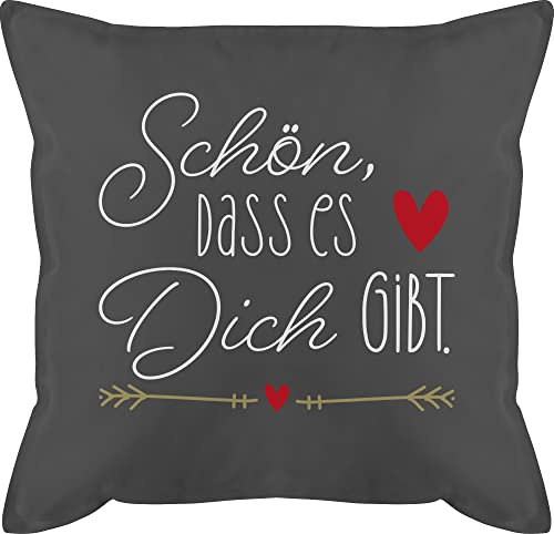 Kissen 50x50 - Valentinstag Partner Ideen - Schön dass es dich gibt - Geschenke für Frauen Weihnachts-Geschenk Geschenkideen Freundin Schwester Lieblingsmensch Weihnachten - 50 x 50 cm - Grau
