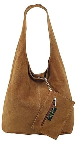 Modarno Borsa a tracolla da donna in pelle scamosciata pochette, borsa a tracolla, shopper, da donna, in vera pelle