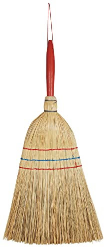 cleanling 128010 Reisstrohhandfeger, KURZ, Brosse, Handfeger, Handbesen, roter Stiel, Länge 47cm, Breite 18cm, extra voll (Reisstroh - Handfeger, 47x18x5cm; 2 Stück)
