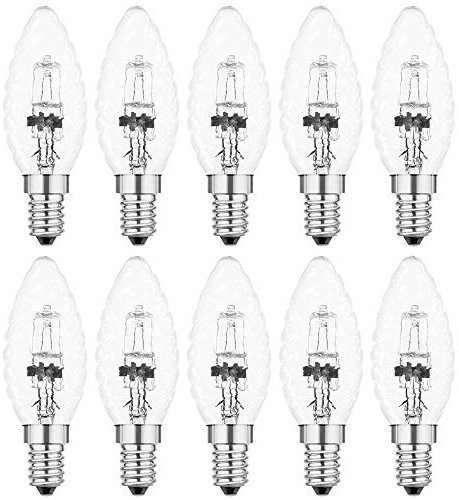 NCC-Licht 10 x Eco Halogen Leuchtmittel C35 Kerze 42W = 55W E14 klar gedreht dimmbar warmweiß