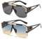 Dollger Vintage Flat Top Sonnenbrille groß Herren Damen Schwarz Quadratisch Halbrandlose Brille Rechteckige Sonnenbrillen mit Flachem Oberteil UV 400