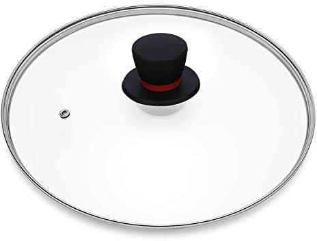 FOLI Tempered Glass Lid 26cm with Steam Vent-Fits interior diameter 24.8-25.5 cm Cast Iron Skillets - 26cm Universal Replacement Cover