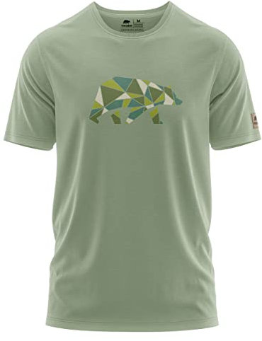FORSBERG Espenson T-Shirt mit stylischem Bär Brustlogo Rundhals für Herren, Farbe:pastellgrün/grün, Größe:XL