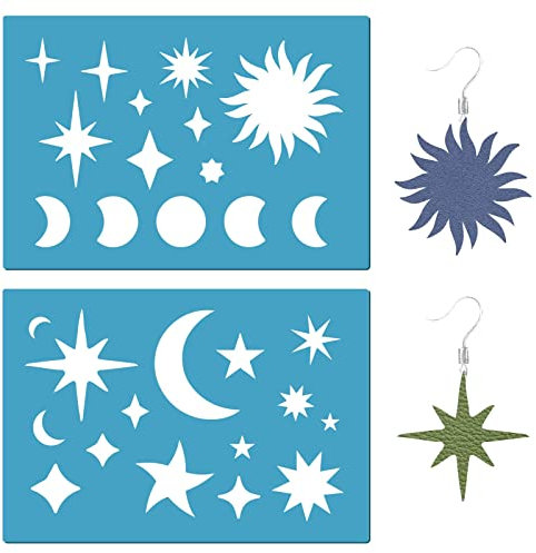 GORGECRAFT 13 * 9cm Sonne Mond Strn Wiederverwendbare Schmuckformschablone Lederohrringe HerStllung von Acrylausschnitten Schneideschablone Zum Zeichnen von Ohrringen HerStllung DIY Handwerk