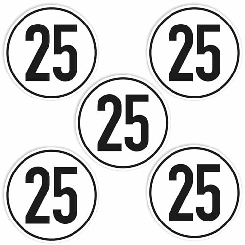 wall-art-design 5 Stück Geschwindigkeitsschild 25 Km/h Klebeschild Selbstklebender PVC Aufkleber für Traktor, PKW etc.