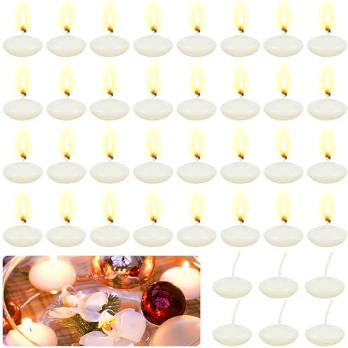 38 Pezzi Candele Galleggianti Bianche, Candele Galleggianti Decorative per Feste di Matrimonio Piscina SPA San Valentine Vasca da Bagno Confessione