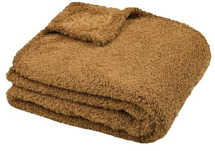 STOF - Kuscheldecke – Größe 130 x 160 cm – 100% Polyester – Farbe Camel – Modell Montreal – Decke – weich warm flauschig, einfarbig