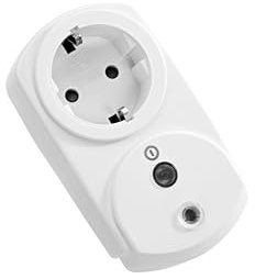 Presa radio originale Roto, frequenza radio insensibile e portata elevata, potenza di commutazione max. 2300 W o 10 A, accensione e spegnimento programmati, colore bianco