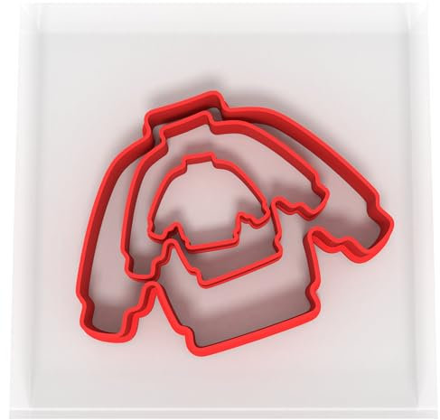 just Cutters Jumper Shape Cookie Cutter | Set of 3 Plastic Cutters for Baking, Fondant, Clay, Pastry, Icing, Jewellery (3/5/8CM)