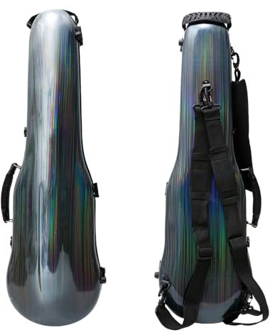 WUQIMUSC Custodia per violino 4/4 guscio rigido in fibra di carbonio leggera custodia triangolare con cinghie posteriori borsa portaoggetti accessori esterni (colore nero)