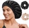FOLAI 1 Stück Schlafmütze Satin Bonnet Nacht Schlaf Mütze Verstellbare Schlafkappe Kopfbedeckung Weiche Kopfhaube Schlafhaube Seide mit Gummizug für Damen und Mädchen