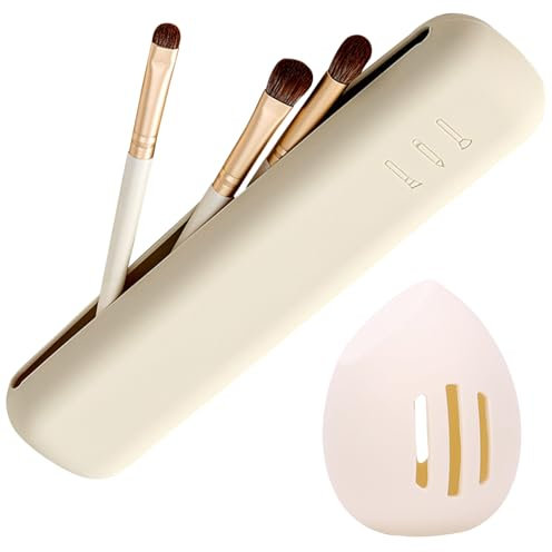 Silicone Makeup Brush Holder & Makeup Sponge Holder - Travel Makeup Brush Holder - Silicone Brush Holder Protects Makeup Brushes, Makeup Sponge Holder, Makeup Brush Travel Case