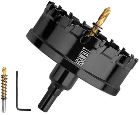 HSAWBIT 55mm Bohrer metall,TCT Hartmetall-Bohrer Schwarz für Löchern in Edelstahl,Eisen,Holz,Kunststoff