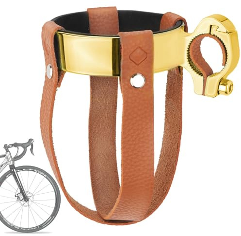 Povanjer Fahrrad-Wasserflaschenhalter, Retro-Fahrrad-Becherhalter - Fahrrad Getränkehalter Lenkerhalterung - Retro-Fahrrad-Getränkehalter aus Leder, Fahrrad-Getränkehalter, Wasserflaschenhalter,