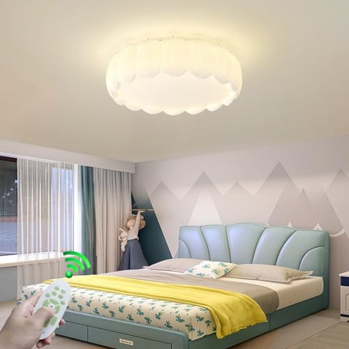 RuiRfh LED Deckenleuchte romantisches kreatives Design Kinderzimmer Deckenbeleuchtung dimmbar nordische Federform weiße Lampe Augenschutz Deckenlampe geeignet für Wohnzimmer Schlafzimmer Garderobe Flu