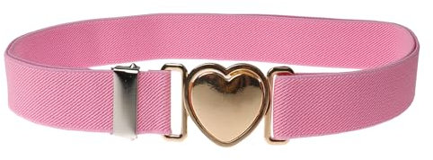 NiceYnn Ceinture Élastique Enfant Fille Réglables avec Boucle de Cœur pour Pantalons Jeans Robes Anniversaire Ecole Rose