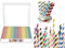 SALARA Paper Straws 300 Pack, Paper Drinking Straws Bio Degradable Drinking Paper Straws Wedding Party, Party Straws, Restaurant, Juice Drinking Straws (Multi Stripes 300 Pcs)