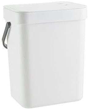 Poubelle à Compost de Cuisine 3L, Petite Poubelle Suspendue, Caddie à Compost de Cuisine avec Poignée et Couvercle Amovible (Blanc)