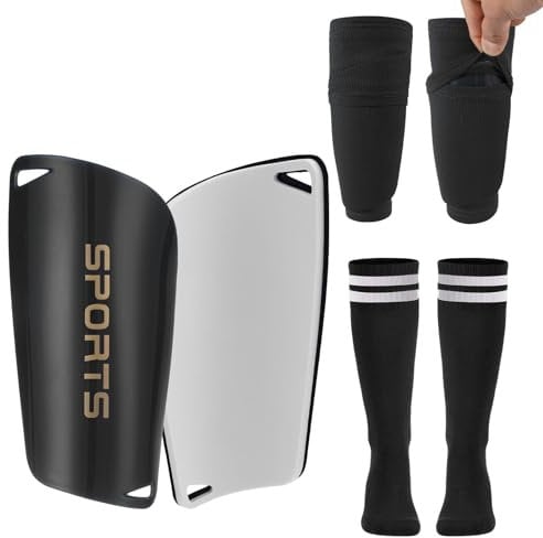 Partideal Schienbeinschoner Kinder Fussball,Fussball Shin Guard mit Anti-Rutsch Ärmel und Fußballsocken, Schienbeinschoner Fussball für Jungen Mädchen,Bietet Dämpfung und Schutz