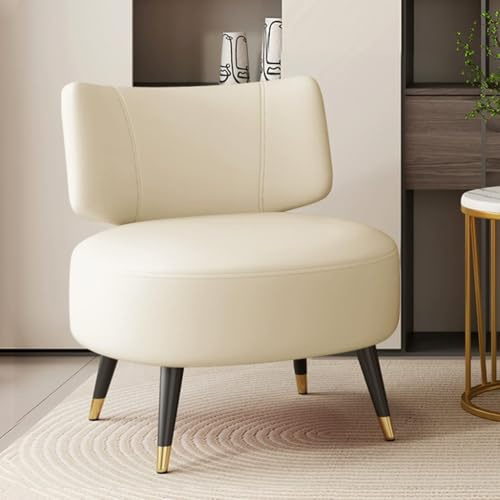 LEIYTFE Einzelsofa Stuhl Leder Akzent Stuhl Moderne Gepolsterte Armlose Stuhl Für Schlafzimmer Negotiation Freizeit Stuhl,Breiter Sitz Faulenzer Stuhl Für Wohnzimmer, Büro, Cafe(Beige)