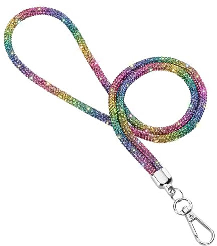 Soleebee Handykette Universal zum Umhängen- Handyband mit Bling Strass, Damenkette Schlüsselband, Handy Kette zum Umhängen kompatibel mit jeden Smartphones (Regenbogen)