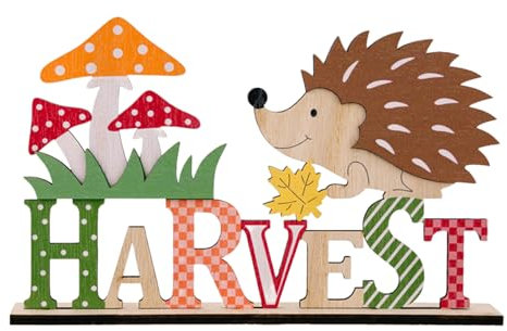 Herbst Dekoration,Herbst Schriftzug Holz Igel Deko,Herbstdeko Fensterbank Innen Outdoor Modern Herbstliche Tischdeko Hölz 3D Autumn Decoration,Fall Decor Aesthetic für Tisch Wohnzimmer Türschild(22cm)