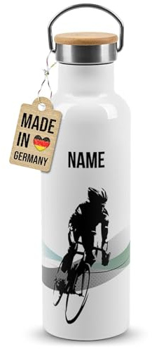 PR Print Royal Edelstahl-Trinkflasche für Sportler - Fahrrad | für Sportler mit Name selbst gestalten, Geschenk Sportler, Personalisierte Fahrrad Geschenke für Männer, 750 ml