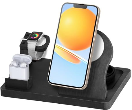 Robomanor Geschenke für Männer Holz Dockingstation Beste Ladestation für Apple iWatch und Airpods Männer Ehemann Ehefrau Jubiläum Geburtstag Geschenke für Frauen Nachttisch Gadgets