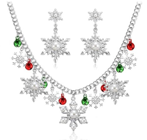 GTYARYUA Weihnachts Schmuck, Weihnachtskette Damen, Weihnachtshalskette, Ohrringe Weihnachten, Weihnachtsohrringe Damen, Weihnachtsschmuck Damen, Weihnachtsdekorationen für Mädchen und Frauen (B)