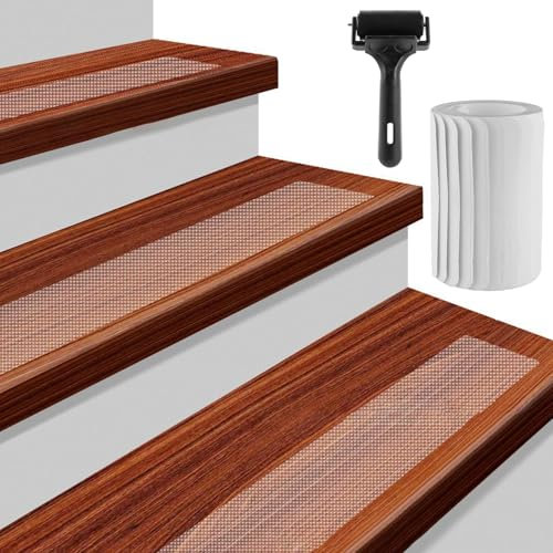 DAJAVE 20 Stück Treppenstufen Matten Antirutschmatte 15 x 60 cm Transparent Stufenmatten Selbstklebend, Transparent Treppenteppich Selbstklebend Stufenmatten innen für Holzstufen Set