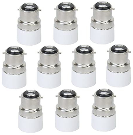 Lot de 10 adaptateurs d'ampoule LED B22 vers E14, support d'adaptateur de lampe à vis, connecteur convertisseur B22 vers E14, adaptateur de lumière, convertisseur de base de douille B22 vers E14, adap