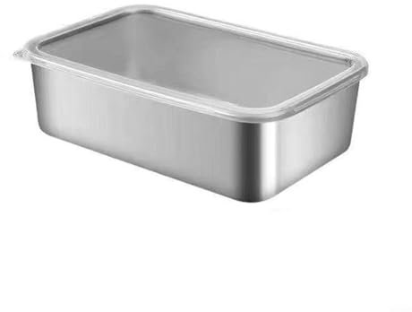 Placa cuadrada de acero inoxidable a prueba de óxido con tapa, anillo de silicona fácil de quitar (M)