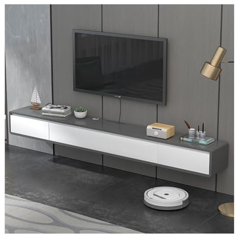 Mueble de TV Moderno, Centro de Entretenimiento con 2 cajones y estantes, Consola Multimedia Grande, Mueble de TV con Almacenamiento para Sala de Estar (240 cm)