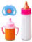 Generisch Verschwindendes Puppenfütterungsset, magische Flaschen für Puppen, 3-teiliges tragbares Milchflaschen-Puppenzubehör, Babypuppenzubehörset mit verschwindender Milch und Saft, B