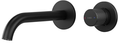 EMKE Robinet de lavabo encastré noir mat – Mélangeur à 2 trous avec aérateur, mélangeur à levier unique, robinet de salle de bain moderne, économie d'eau, installation facile (281 x 140 x 65 mm)