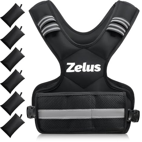 ZELUS Weighted Vest for Men and Women, Adjustable Body Weight Vest Exercise Set for Workouts, 1.8-4.5kg Vest with 6 Ironsand Weights for Cardio Strength Training Walking Jogging, Black