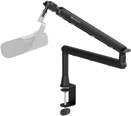 NearStream Microphone Boom Arm, 360° Rotatable Mic Stand, Microphone Holder with 1/4, 3/8 and 5/8 Adapters, Professional Durable Microphone Arm with Accessories, Mic Boom Arm Black(ST20)
