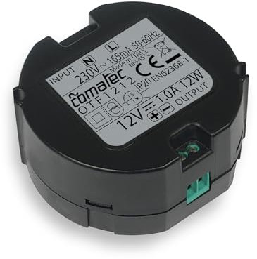 SCS Sentinel - Trasformatore di Alimentazione Incassato 12V DC 1A - Regolatore di Tensione Integrato - Compatibile con Serrature, Citofoni, Automazione Cancelli e Domotica - 230V AC 50/60 Hz