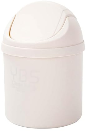 Mini Desktop Trash Can with Swing Lid with Trash Bag 180 Pcs, 2 Litres Swing-Top Small Countertop Garbage Bin Tiny Table Top Plastic Covered Waste Basket Can (C)