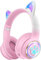 RigWig Auriculares Bluetooth LED con micrófono para niños, niñas, adolescentes, tiempo de reproducción de 25 horas, auriculares inalámbricos plegables con conector de 3.5 mm, banda ajustable, sonido