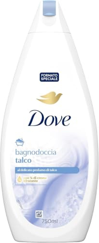 Dove Talco, Formel mit feuchtigkeitsspendender Dermo-Natur, mit 1/4 Feuchtigkeitscreme, dermatologisch getestet, Duschgel für Damen und Herren, 100% recycelte Flasche* 750 ml