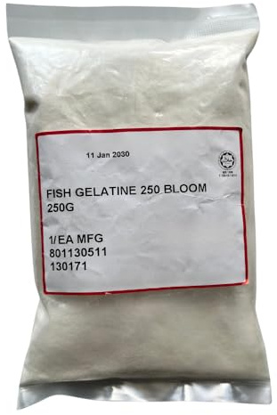 Gelatina di Pesce 250 g - Forza 250 Bloom - Halal - Ingrediente per pasticceria e confetteria - Alternativa senza maiale