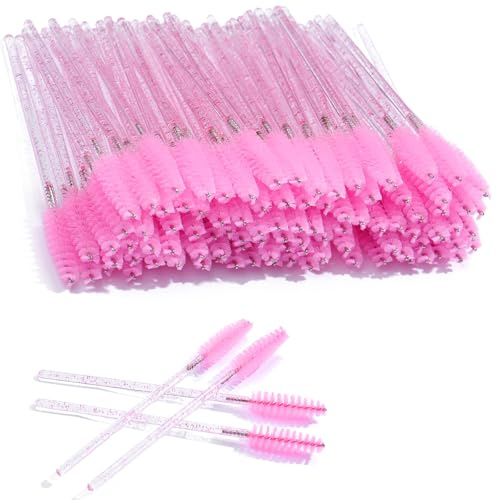 Deciniee 300 Goupillons Cils Jetables Doux pour Maquillage Yeux DIY,Rose | Brosse à Cils Professionnelle pour Extension de Cils & Mascara,Brosse à Sourcils Femme Fluffy
