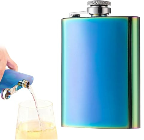 HABNI 1 Pieza Petacas de Alcohol y Embudo, Petacas de Alcohol de 304 Acero Inoxidable, Licor Alcohol, Portátil Whisky Hip Flask para Escalada, Camping, Senderismo, Viajes(4 OZ 100ML)