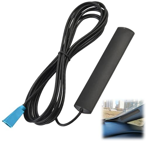 Menibeuty DAB+ Antenne Auto mit Verstärker - Aktive Scheibenantenne Autoradio - FAKRA-Z Anschluss (Winkelstecker) - 3m Kabel Selbstklebend für Android Radio, SUV, LKW - Kristallklarer Empfang