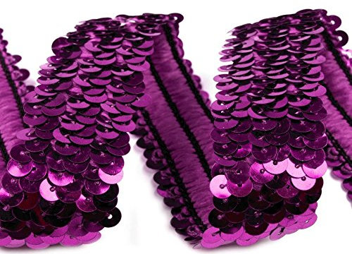 Stretch-Pailletten, Paillettenband, Paillettenborte elastisch, breite 30mm, Verkaufseinheit:1,0m (lila)