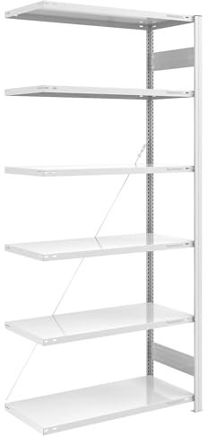 eurokraft | Steckregal | Bauart leicht | einseitig | HxBxT 2500 x 1000 x 600 mm | grau | Anbauregal