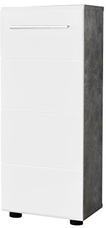 trendteam smart living - Nano - Kommode - Beton Stone/Weiß Hochglanz - Badschrank mit 2 Fächern und 1 Einlegeboden - (BxHxT) 32 x 82 x 28 cm - kratzfest und pflegeleicht