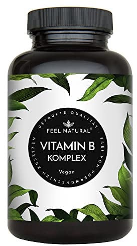 Vitamin B Komplex hochdosiert - 180 vegane Kapseln - Alle 8 B-Vitamine (B1, B2, B3, B5, B6, B7, B9, B12) - 500µg Vitamin B12 - bio-aktive Vitamin B-Formen - laborgeprüft, in Deutschland produziert